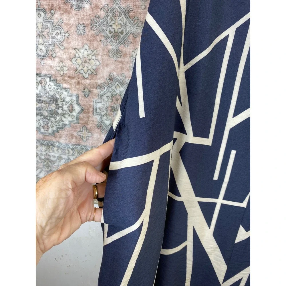 Banana Republic Trapeze Dress M Navy MCM Excellent Geometric Abstract Artsy Mod